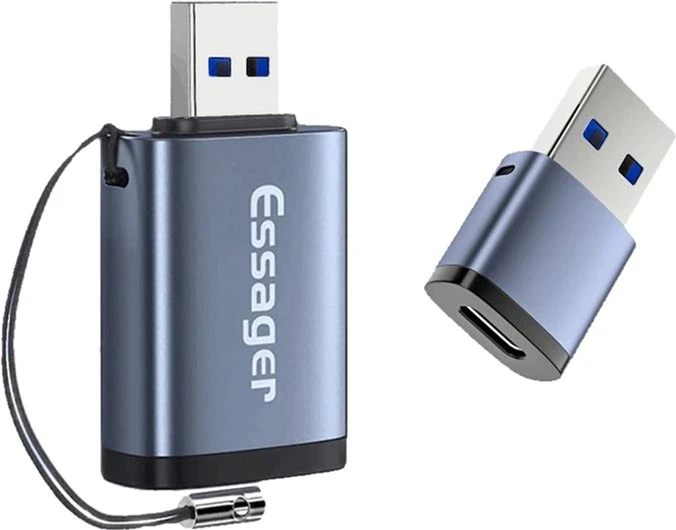 Адаптер Essager Soray OTG у порту смартфона з USB Type-C