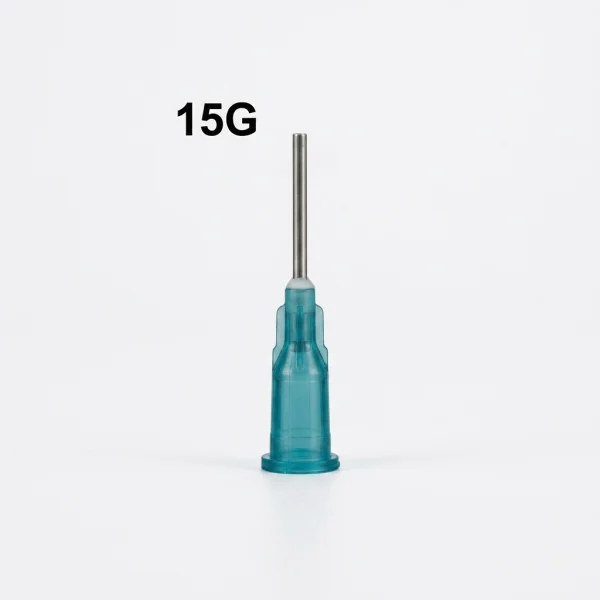 Дозувальна голка 15G Yellow Square з темно-синьою основою Luer Lock, загальний вигляд