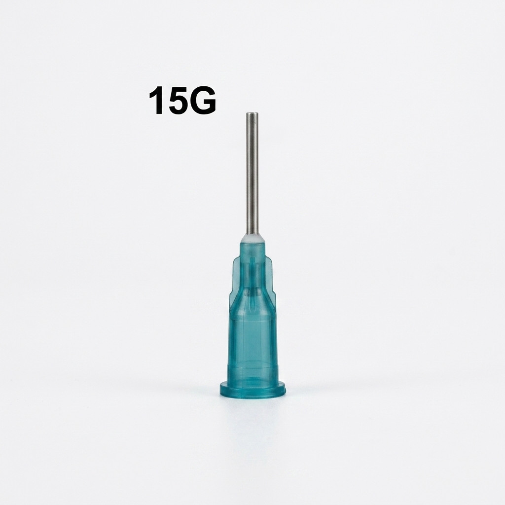 Дозувальна голка 15G Yellow Square з темно-синьою основою Luer Lock, загальний вигляд