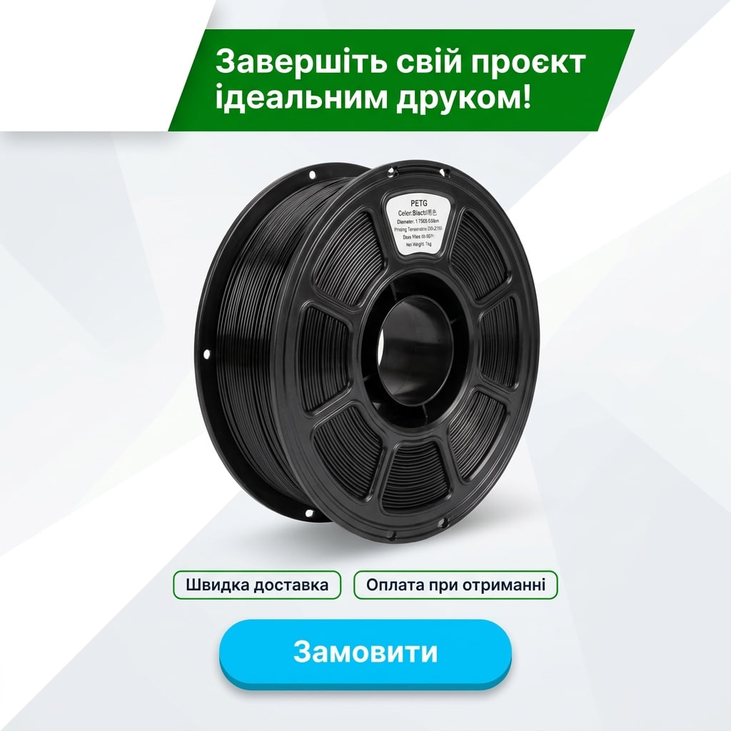 Філамент PETG Перший Шар Чорний 1.75 мм для FDM 3D-друку — фото 7