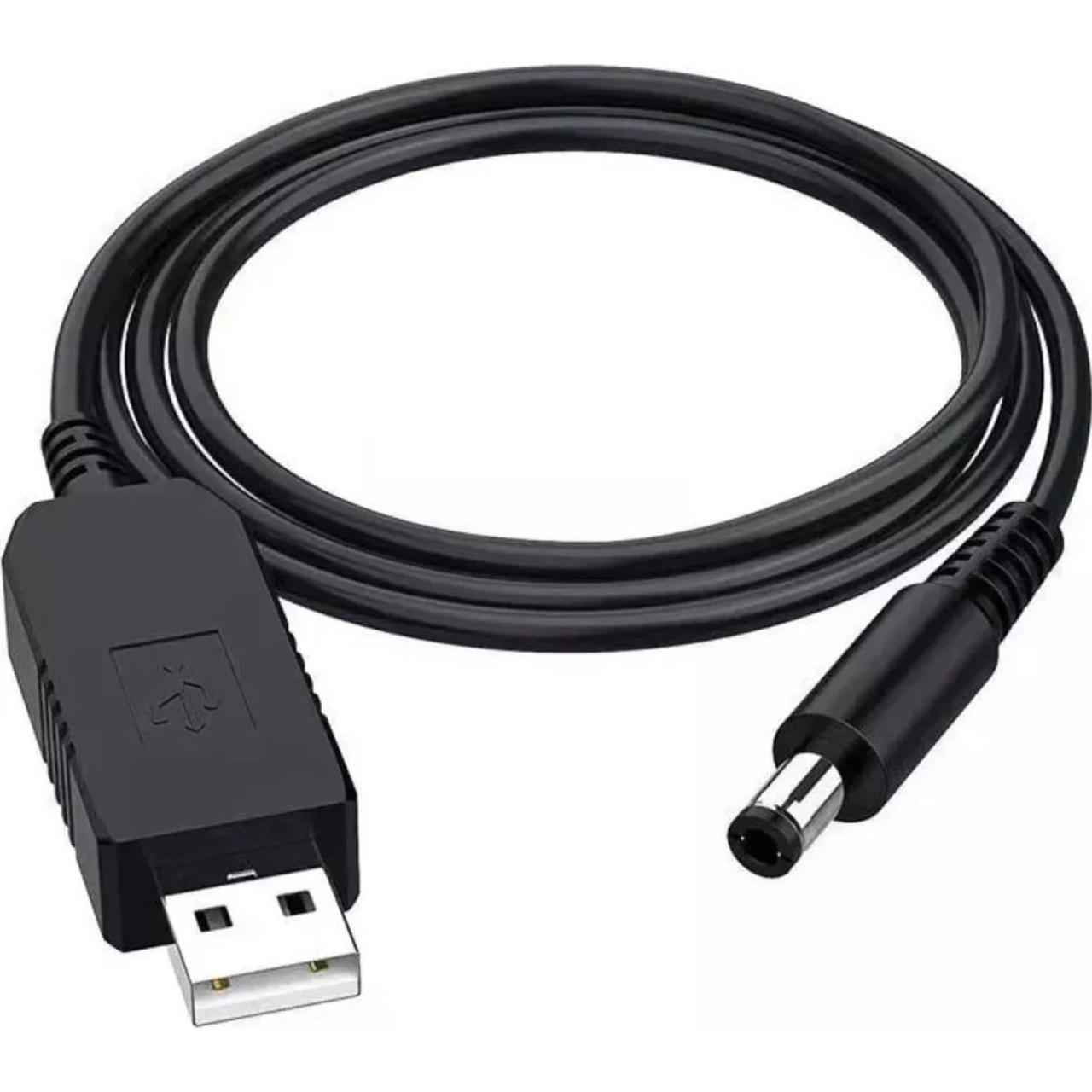 Кабель живлення USB-DC 12V Yellow Square, загальний вигляд на білому фоні