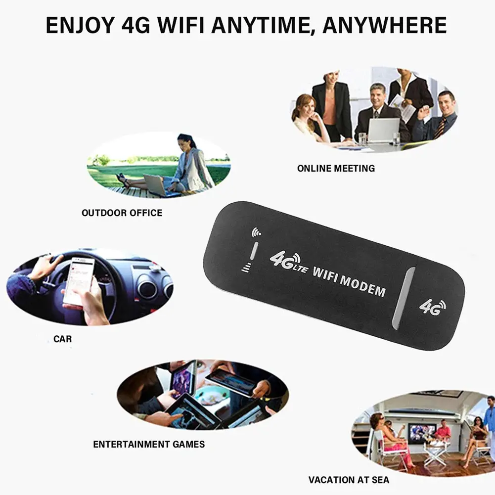 4G USB-модем Yellow Square розміром 95×33 мм у чорному пластиковому корпусі