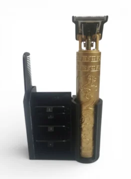 T9 Dragon Gold Set: Metal Trimmer, Comb Organizer Stand and 4 Guides for Beard, Head and Body
