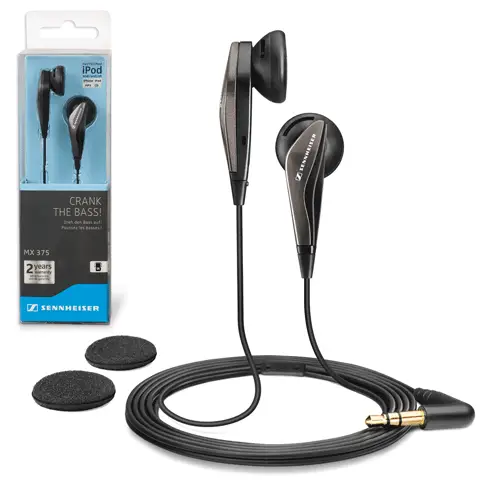 Навушники Sennheiser MX375 з кабелем і штекером, повний комплект