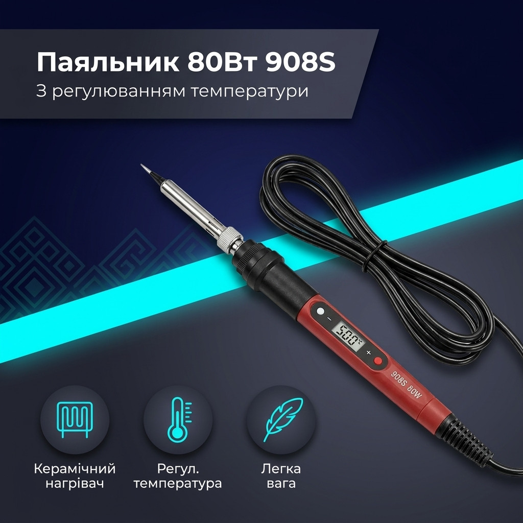 Наконечник і нагрівальна частина паяльника 908S під кутом