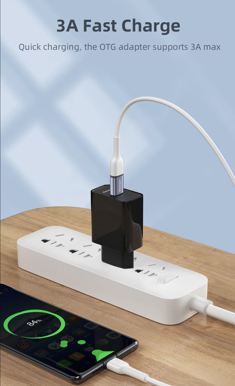 OTG-перехідник Essager, під'єднаний до смартфона з USB Type-C