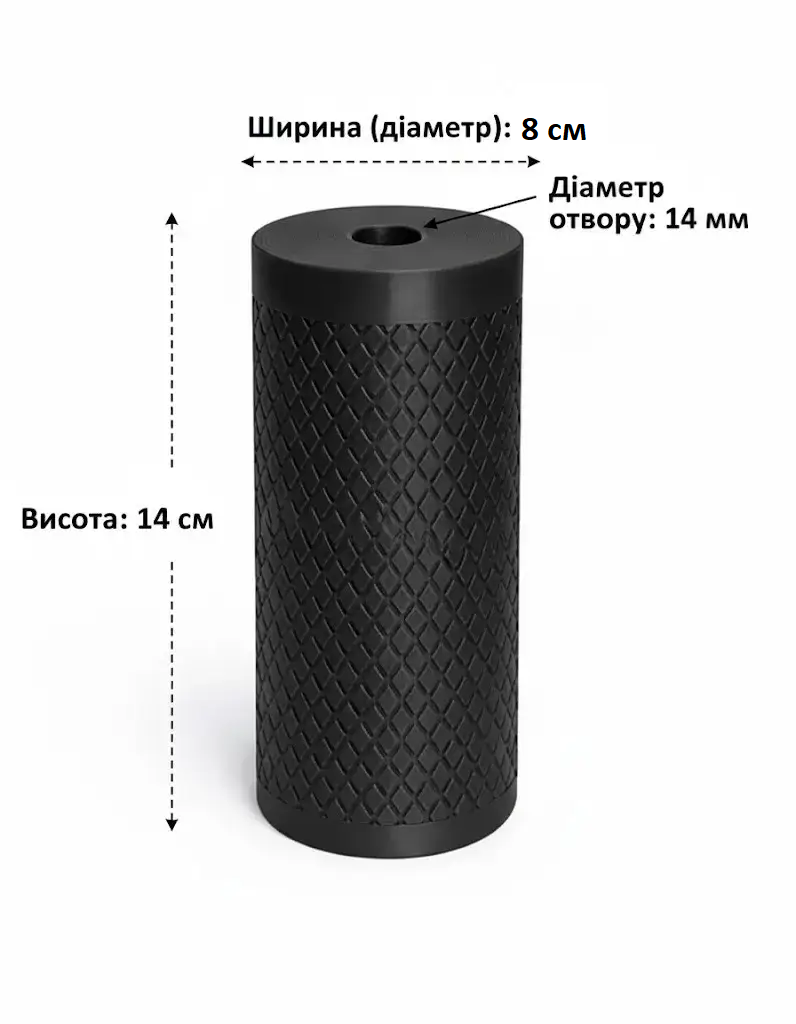 Ручка для армрестлінгу 3D00015 вигляд зверху на отвір 14 мм