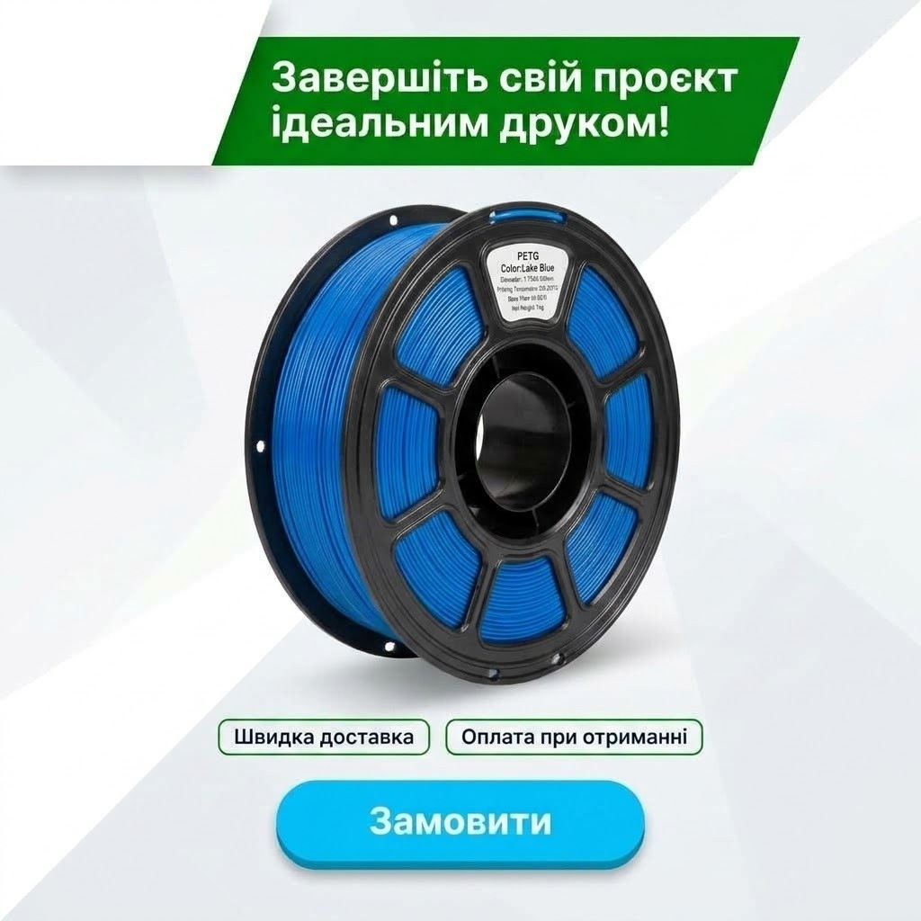 Синій PETG-пластик на котушці: деталь намотки без перехрещень