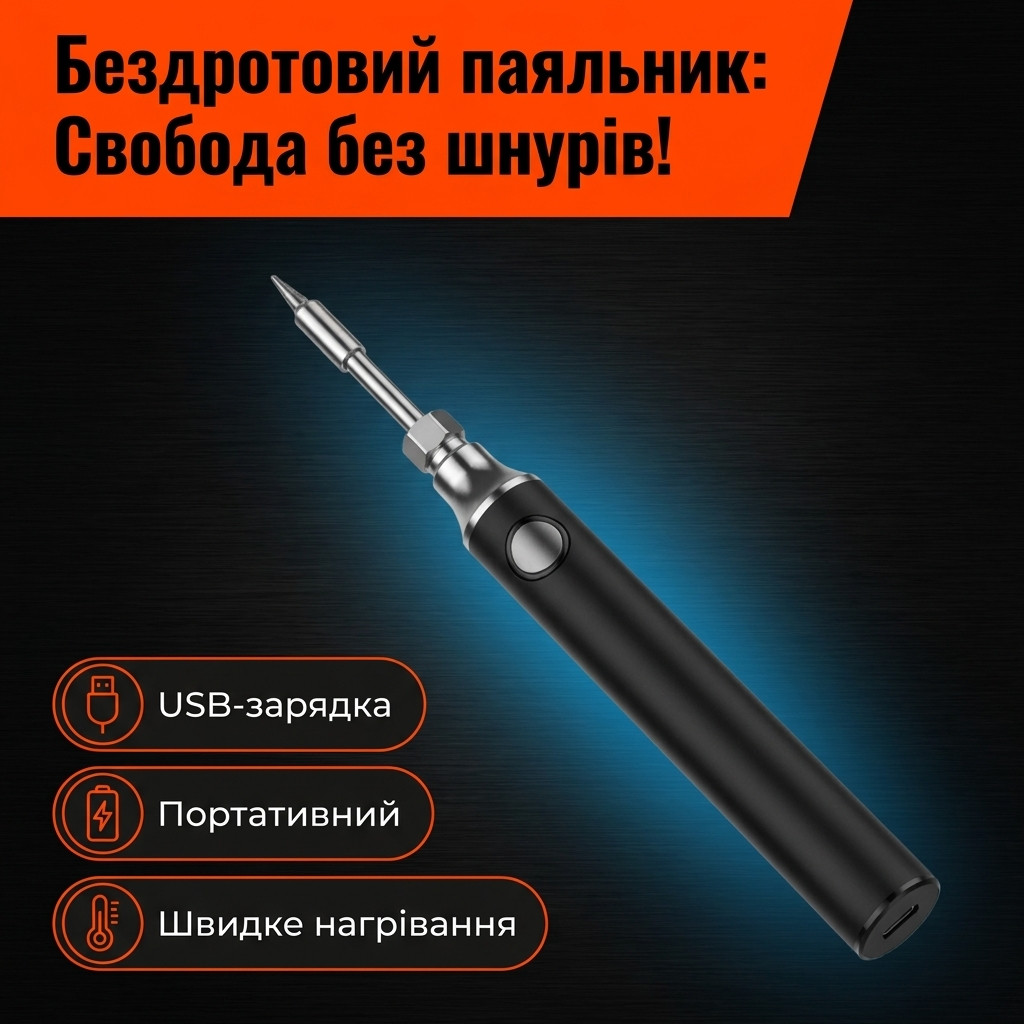 USB паяльник з регулюванням температури, ракурс збоку