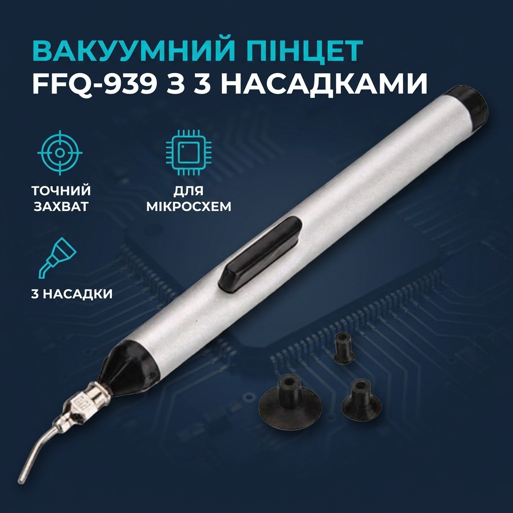 Три змінні насадки вакуумного пінцета FFQ-939 поруч