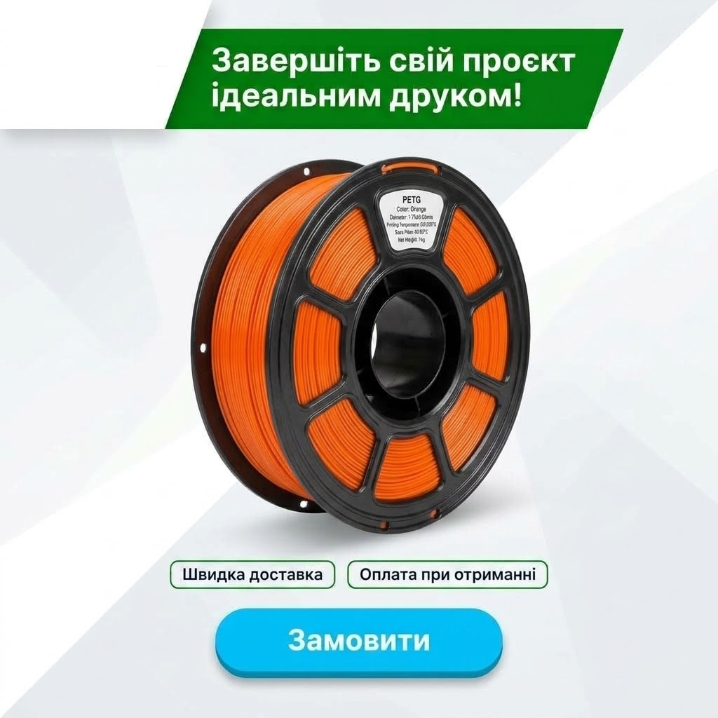 Витки помаранчевої нитки PETG без перехрещень зблизька